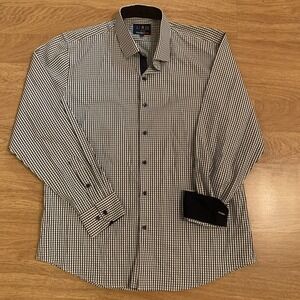 Azaro Uomo Mens 2XL Multicolor Long Sleeve Button‎ Up Shirt Flip Cuff Preppy